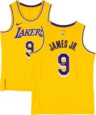 Maglia Bronny James Los Angeles Lakers autografata Nike Gold Icon Swingman