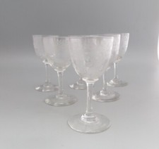 Set of 6 Antique Etched Cordial / Liquor Glasses - Floral 4" high.