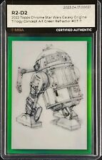 2022 Topps Chrome Star Wars Concept Art rifrattore verde R2-D2 /99 #OT-7 MBA AUTENTICO