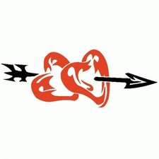 Hearts with Tribal arrow - Adesivo PreSpaziato - Black - 20cm