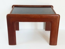 Tavolino Di Canapè Scandinavi 1960 IN Teak Massiccio & Formica Nero Vintage
