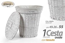 Cesta ovale bianco vimini - cesta,