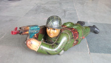 Giocattolo In Latta Vintage Fine Battery Litho Soldato Con Fucile, Giappone?