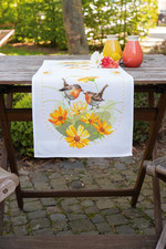 Centrotavola Tela Aida PETTIROSSI E Fiori Biancheria Da Tavola Set Fai Da Te Pun