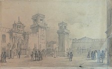 MORO MARCO (attr.) ARSENALE DI VENEZIA matita su carta XIX sec. cm. 25,3 x 15,5