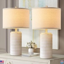 23'' Set of 2 Modern Ceramic Table Lamps for Living Room Bedroom, Nightstand