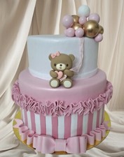 Torta Scenografica Orsetti Rosa Battesimo Personalizzabile Femmina Compleanno