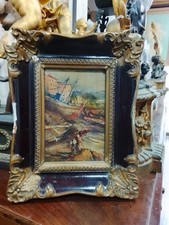 olio su tavola 22x16 anonimo "scorcio di marina"