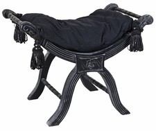 Sgabello Antico Imbottito Nero