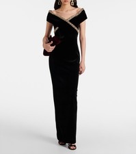 Roland Mouret Abito In Velluto Ricamato $2075 US 8 UK 12