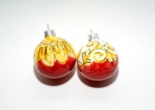 Set di 2 palline per albero di Natale in ceramica di Vietri, dipinte a mano