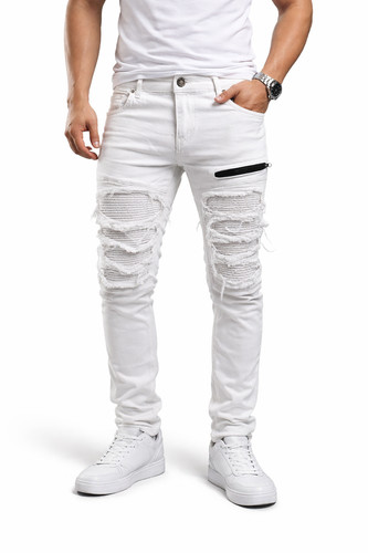 Jeans uomo bianco slim fit