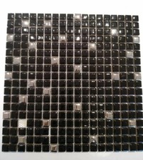 5 Fogli Mosaico Nero Lucido 30x30 dimensione tessera 1,5x1,5 effetto specchio