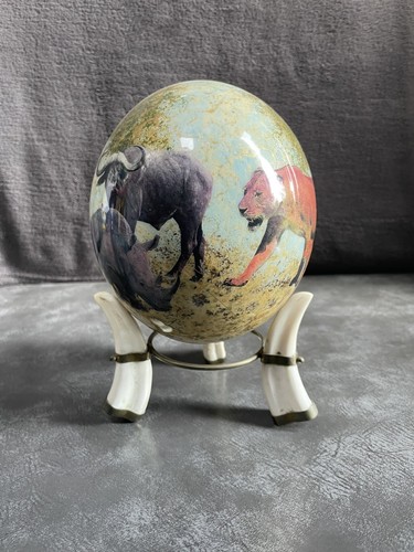 Vintage hand painted ostrich - painted,