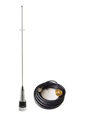 Antenna radio mobile VHF 145-165 MHz molla 2,4 dBd guadagno foro montaggio MiniUHF BR168S