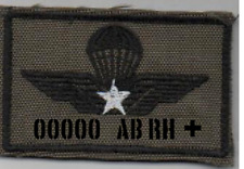 BGT. FOLGORE BREVETTO PARACADUTISTA MILITARE VERDE C/NUMERO E GRUPPO SANGUIGNO