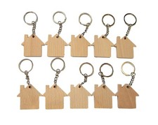 10x Home Wooden Key Ring -