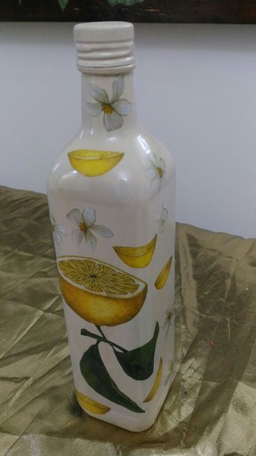 Bottiglia decoupage limoni