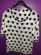 Maglione Filo Donna Regalo Ragazza Usato Fatto A Mano Uncinetto Fiori Bianco...