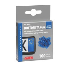 KIT 100 BOTTONI BOTTONCINI PER PORTA TARGA AUTO CAMION CAMPER MOTO AZZURRI LAMPA