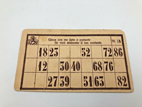 Vecchia cartella tombola 18 - cartella, n.18