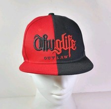 2 Pac Thug Life Cappello Snapback Hip Hop Rap Rosso/Nero Uomo