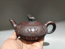 Teiera asiatica argilla viola unica Pu-Erh a tema elefante forno a legna bruciato