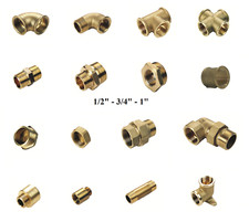 RACCORDI IN OTTONE GIALLO 1/2" 3/4" 1" A STRINGERE IBP BANNINGER PER ACQUA E GAS