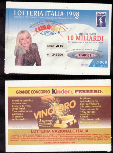 Biglietti lotteria italia - lotteria, anni