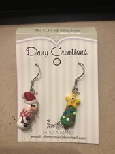 Orecchini di Natale fimo Con Albero E Pupazzo Di Neve