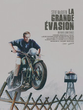 la grande évasion  STEVE McQUEEN R2019 NEUVE 70x100cm roulée moto Triumph TR6