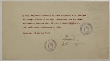 COMO COMUNE DI LAMBRUGO DOCUMENTO DI SEQUESTRO PISTOLA AUTOMATICA BERETTA 1945