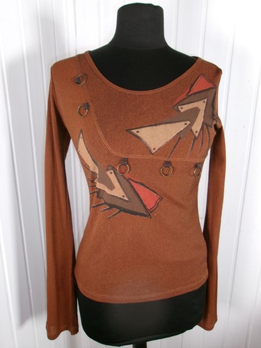 Top shirt mesh marron - top,