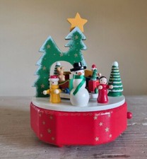 Giostrina meccanica musicale villaggio Natalizio Carillon in legno