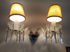 Coppia applique cristallo Boemia gocce anni '70 lampade