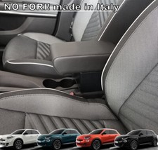 FIAT 600 HYBRID Bracciolo regolabile portaoggetti -ecopelle nero - MONTA NO FORI