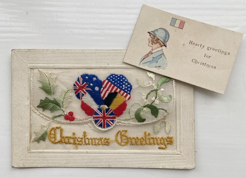 Ww1 embroidered silk postcard - ww1,