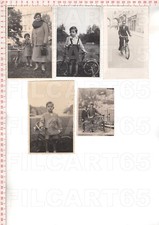 F7041 CICLISMO 1930/40 BICICLETTA 5 FOTO ADULTO TRICICLO BAMBINO CYCLING CHILD