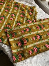 Coppia di tende retrò vere vintage - folk floreali anni 60 70 rosa senape verde boho