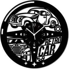 Auto D'Epoca ➤ Orologio da Parete in Legno Automobile Meccanico Carrozziere