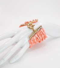 Bracciale corallo rosa multi filo argento 925 vintage