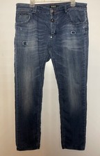 Jeans uomo Philipp Plein denim taglio super dritto blu 36 cuciture interne 31"