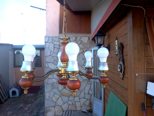 Lampadario antico legno e - lampadario,