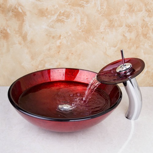 Set lavabo bagno rosso rotondo
