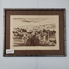 VITI LUIGI 01 quadro paesaggio toscano 83 cornice argento anticato marrone 60x45