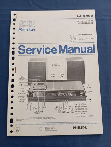 Philips 22rh851 service - service, manual