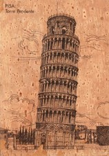 ITALIA 1988 CARTOLINA SUGHERO PISA TORRE PENDENTE Italy CORK postcard
