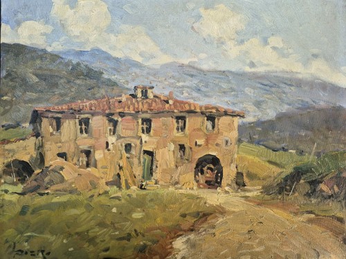 Dipinto olio cartone - su, telato