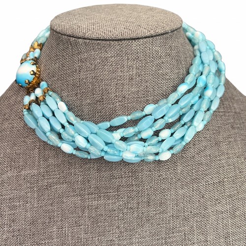 Collana perle vetro blu fili - collana,