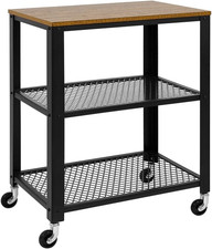 Carrello Industriale Cucina Con Rack Di Stoccaggio a 3 Piani, Vintage Con Ruote,